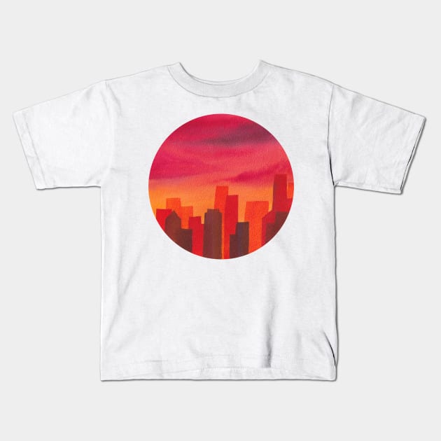 Sunset city Kids T-Shirt by RosanneCreates